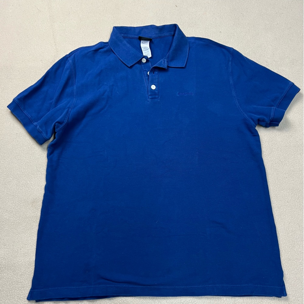 Patagonia Shirt Mens Large Blue Organic Cotton Short Sleeve Casual Embroidered - Picture 1 of 8